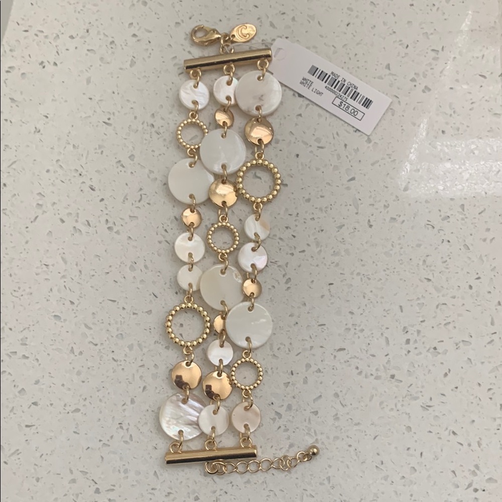 Charming Charlie Gold White Multi-Strand Bracelet
